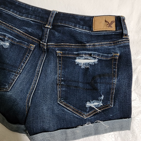 American Eagle Outfitters Denim Hi Rise Shortie Distressed Women's Size 4 Shorts - Picture 5 of 10